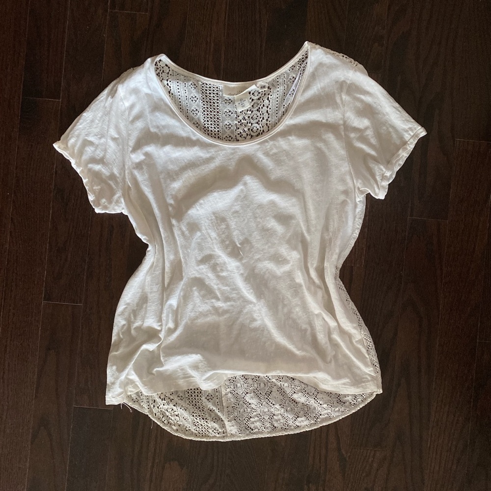 H&M white crochet top